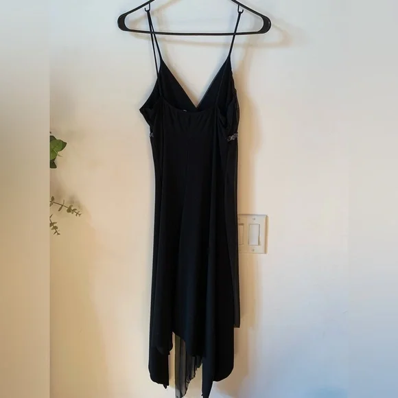 Women’s Body Central Black 90s Spaghetti Strap Flowy w embellished top Dress Med - Picture 4 of 6
